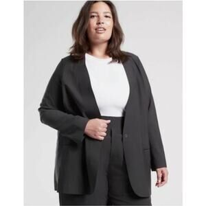 Athleta Blazer Womens 24 Black Avenue Career Stretch Business Work Classic